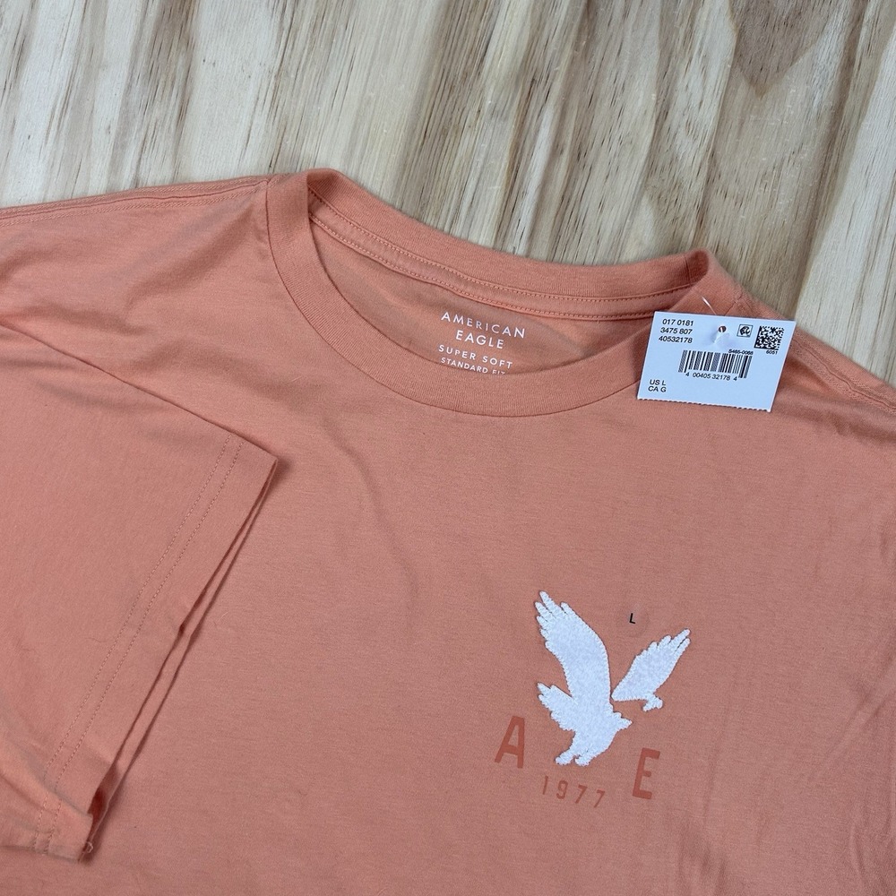 American Eagle NEW Men's Super Soft Standard Fit T Shirt Peach Orange Large